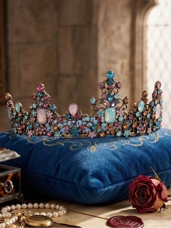 Vintage Pastel Blue & Pink Jeweled Tiara